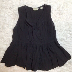 11 1 TYLHO Anthropologie Gauze Peplum Tiered Black Ruffle Witchy Festival S M